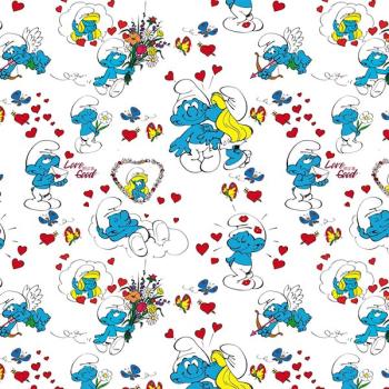 Baumwolljersey Schlümpfe - Smurfs - auf Weiß